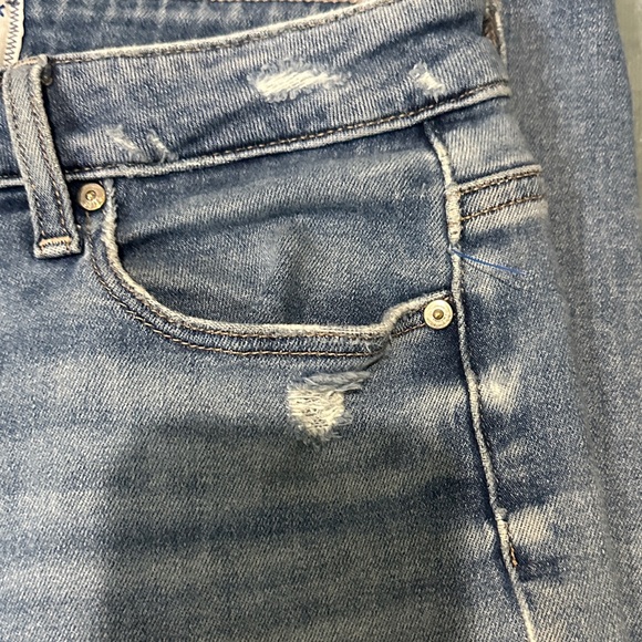 PAIGE Hoxton Slim Women's Distressed Lt Blue Cropped Frayed Jeans 29 See Details - Picture 5 of 14